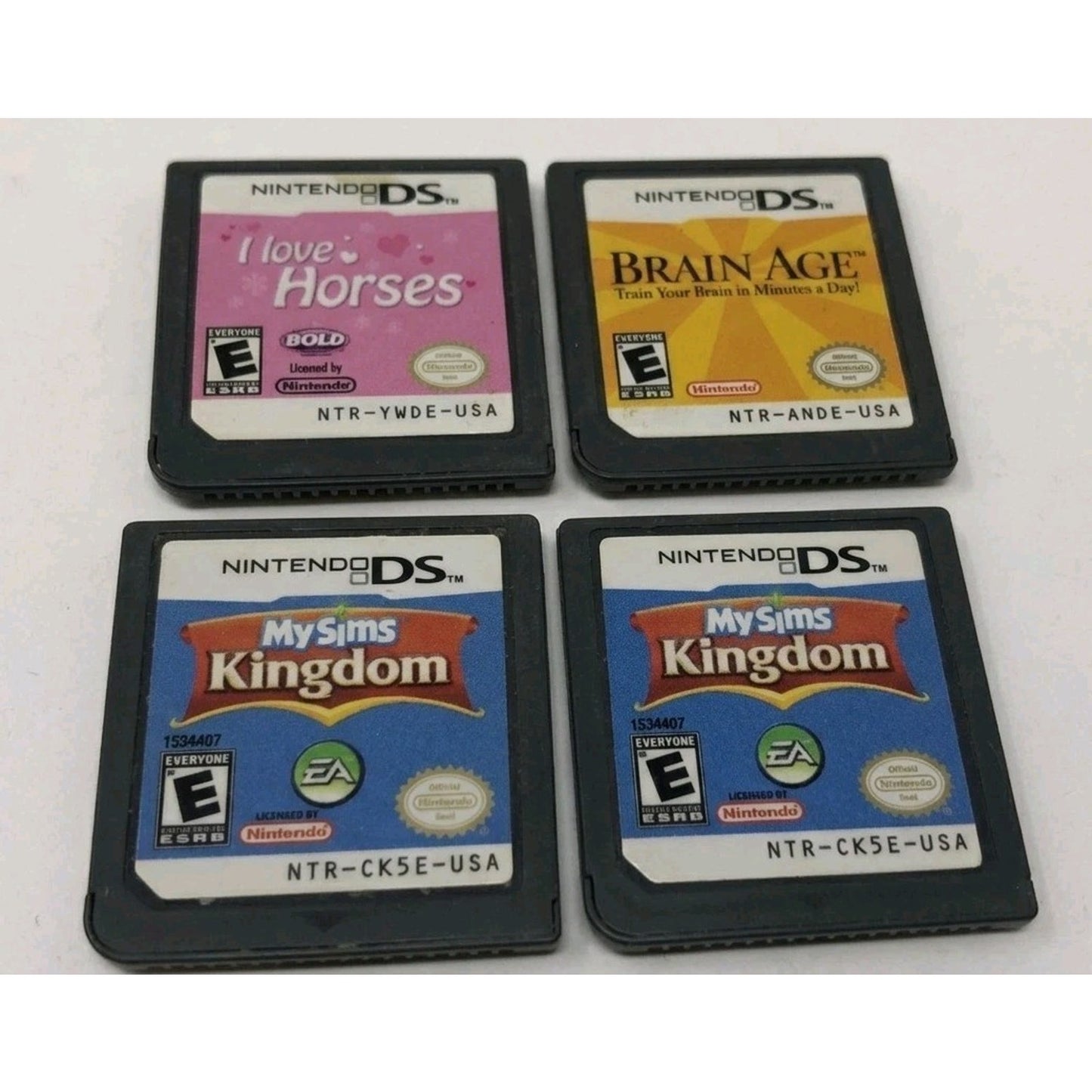 Nintendo DS Game Lot of 4 - MySims Kingdom (x2), Brain Age, I Love Horses