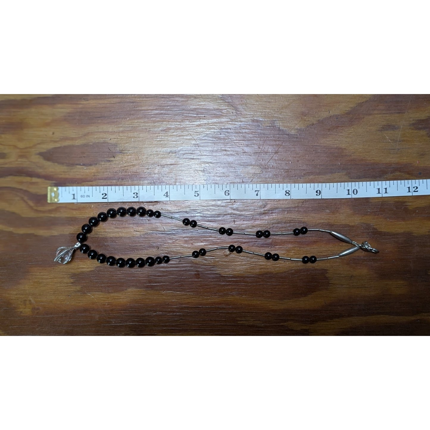 925 Sterling Silver Dragon Claw Orb Black Beaded Gothic Necklace