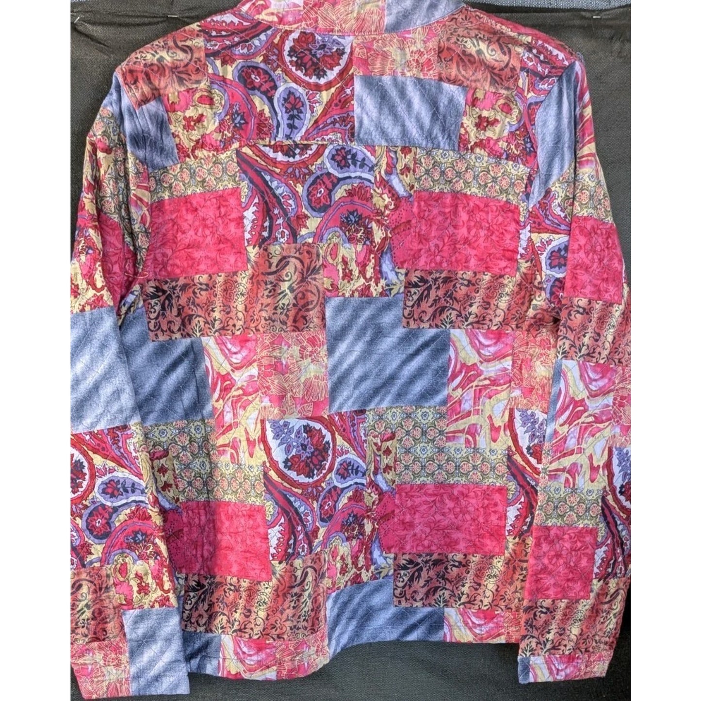 Breckenridge Womens L Quilted Patchwork Paisley Jacket Cotton Lined Boho Artsy