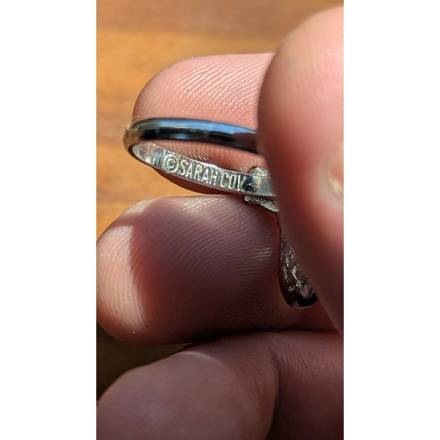 Vintage Sarah Coventry Ebb Tide 1971 Hematite Marquise Ring Silver Tone Sz 7