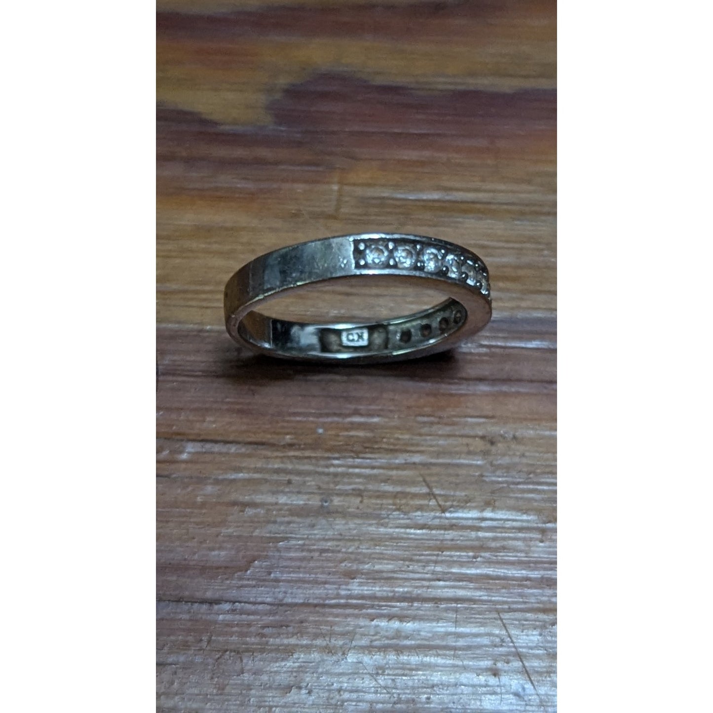 Sterling Silver 925 Stone Band Ring Size 7 BE925 Stamped Vintage Eternity
