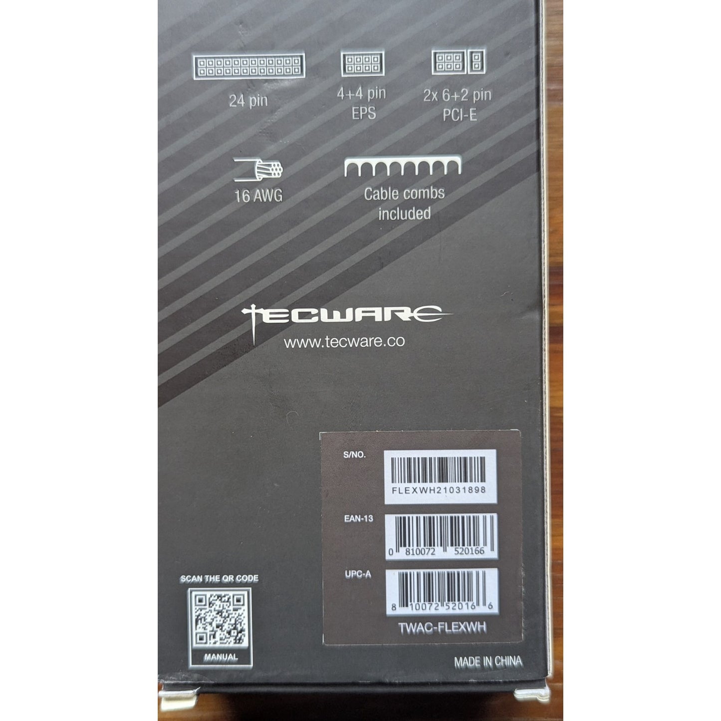 Tecware FLEX Sleeved PSU Extension Cable Kit White 24 Pin 4+4 EPS 6+2 PCIe New