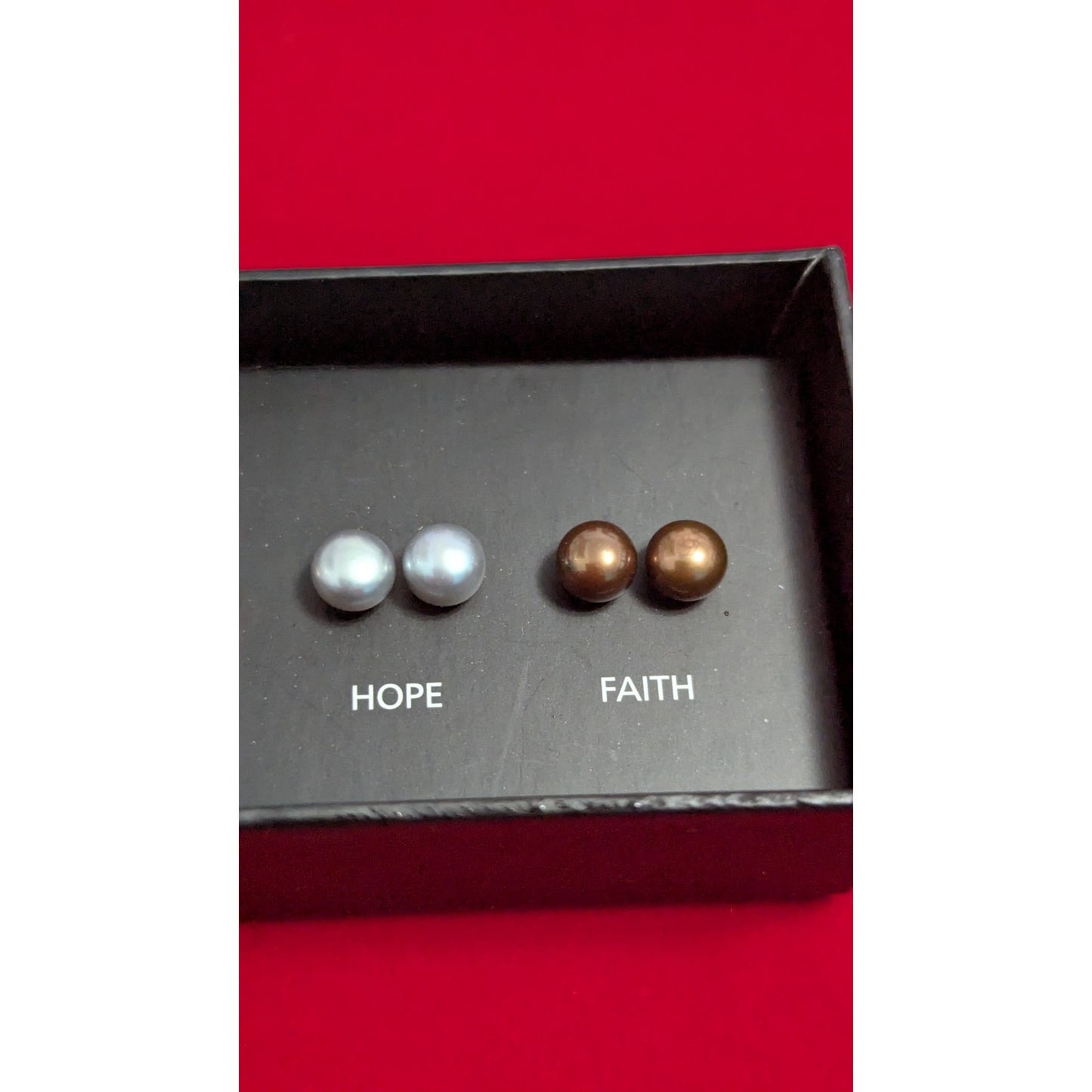 NYC Sterling Silver Multicolored Pearl Earring Set Peace Believe Love Hope Faith