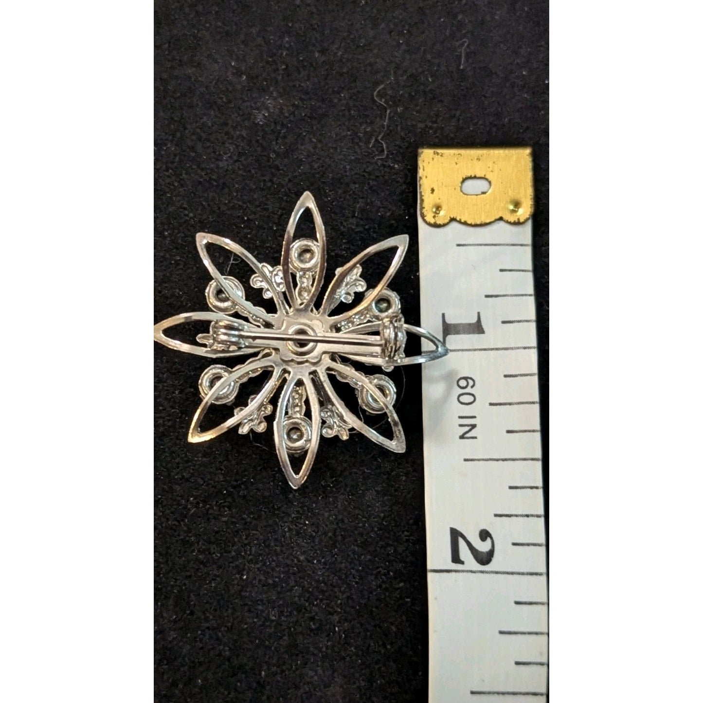 Vintage Order Eastern Star OES Masonic Brooch Pin Rhinestone Enamel Silver Tone