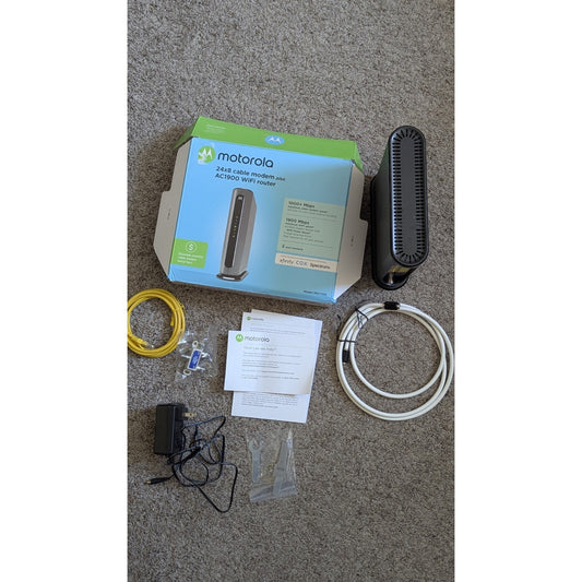 Motorola MG7700 24x8 Cable Modem + AC1900 WiFi Router — Complete Bundle, Used