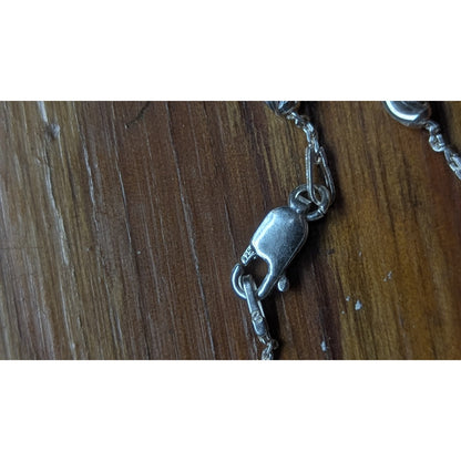 Sterling Silver 925 Bead Station Bracelet Dainty Cable Chain 6.75"