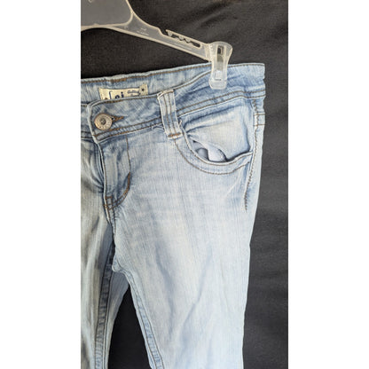 LEI Ashley Trouble Flare Jeans Juniors Light Wash Y2K Low Rise 29" Inseam