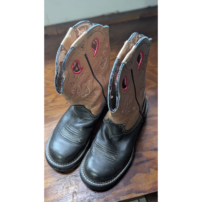 Ariat Womens 7.5 B Leather Western Cowboy Boots Black Tan Style 16745