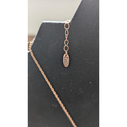 18K Rose Gold Plated Filigree Teardrop Pendant Necklace Dangle Earring Set