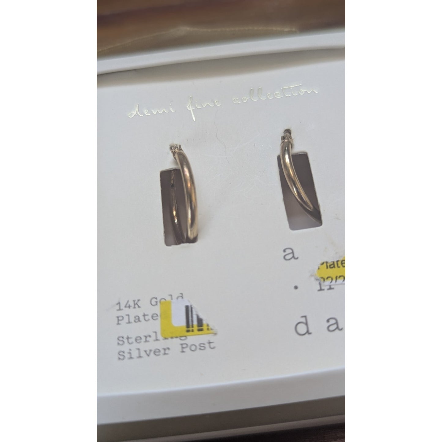 Target Demi Fine Collection 14K Gold Plate Rectangle Hoop Earrings NIB