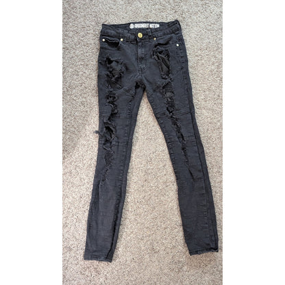Argonaut Nation Men's Black Distressed Skinny Jeans Ripped Moto Style 30x32