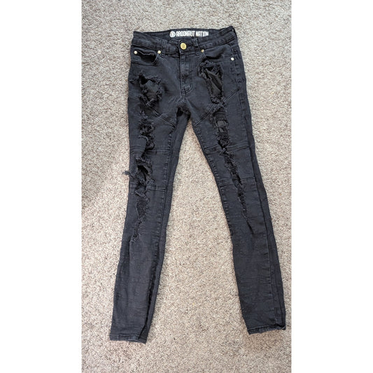 Argonaut Nation Men's Black Distressed Skinny Jeans Ripped Moto Style 30x32
