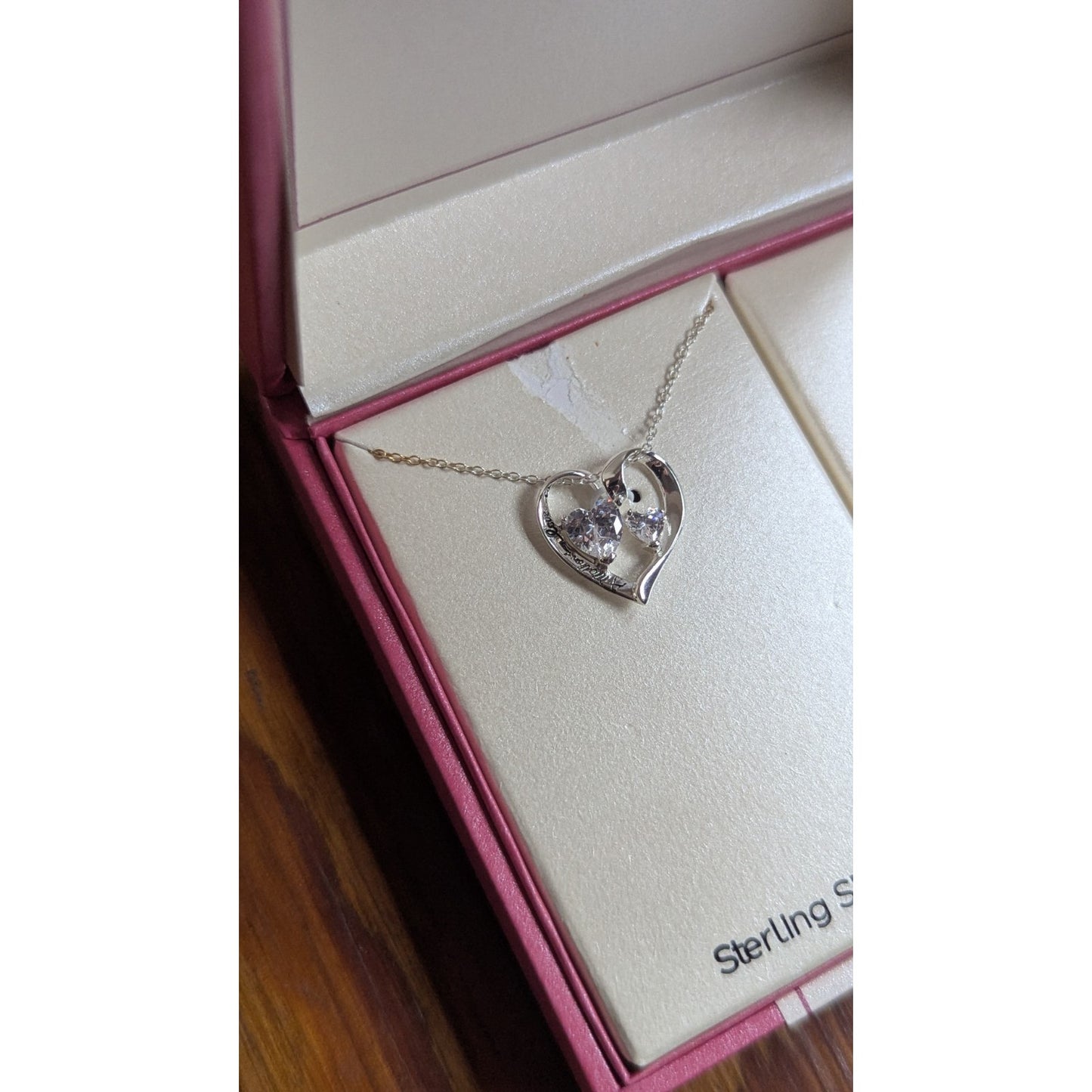 FOOTNOTES Sterling Silver Daughter Heart Necklace Chain Pendant