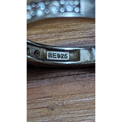 Sterling Silver 925 Stone Band Ring Size 7 BE925 Stamped Vintage Eternity