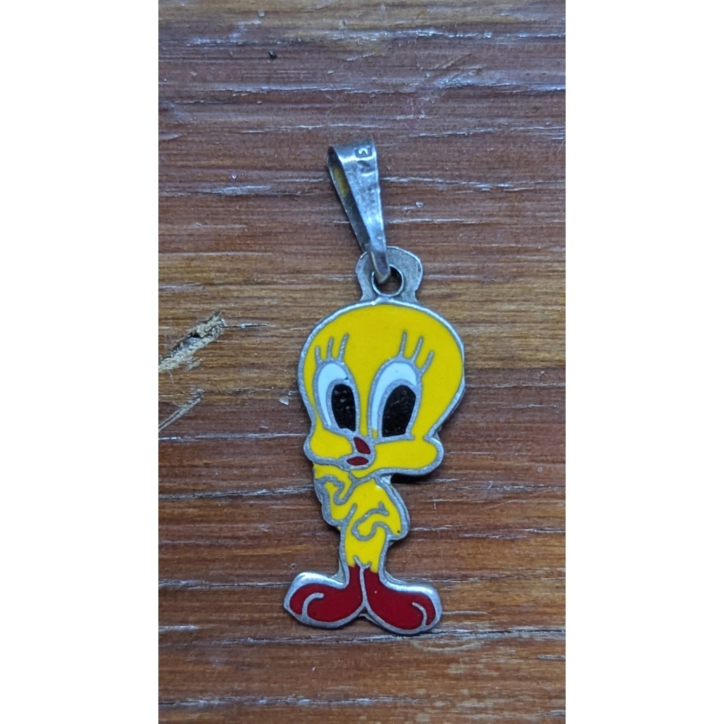 Vintage Tweety Bird Pendant Sterling Silver 925 Enamel Charm