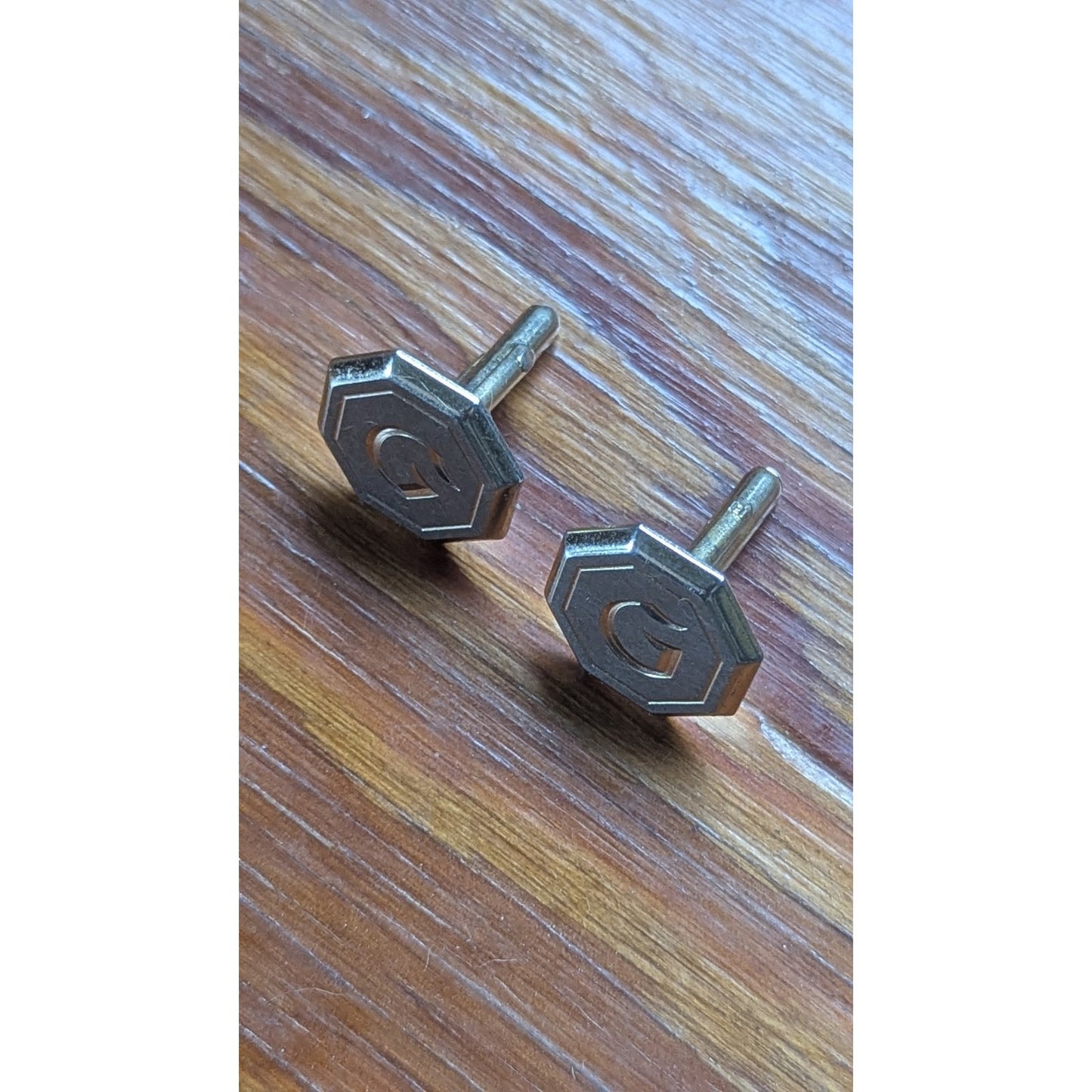 Vintage Monogram G Initial Cufflinks Gold Tone Octagon Shape Mens Formal