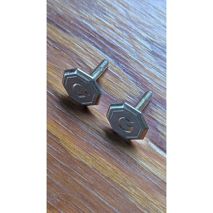 Vintage Monogram G Initial Cufflinks Gold Tone Octagon Shape Mens Formal
