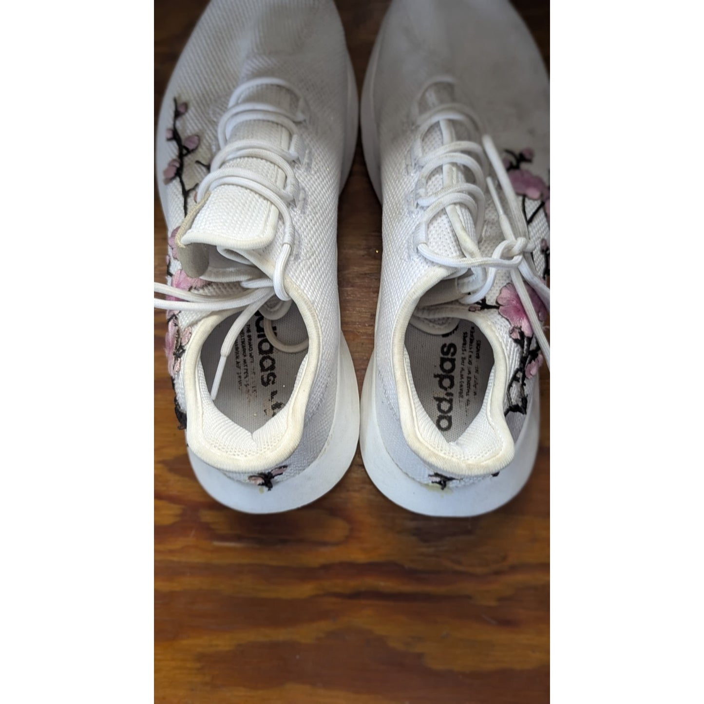 Adidas Tubular Shadow White Sakura Cherry Blossom Embroidery Mens Size 10 UK 9.5