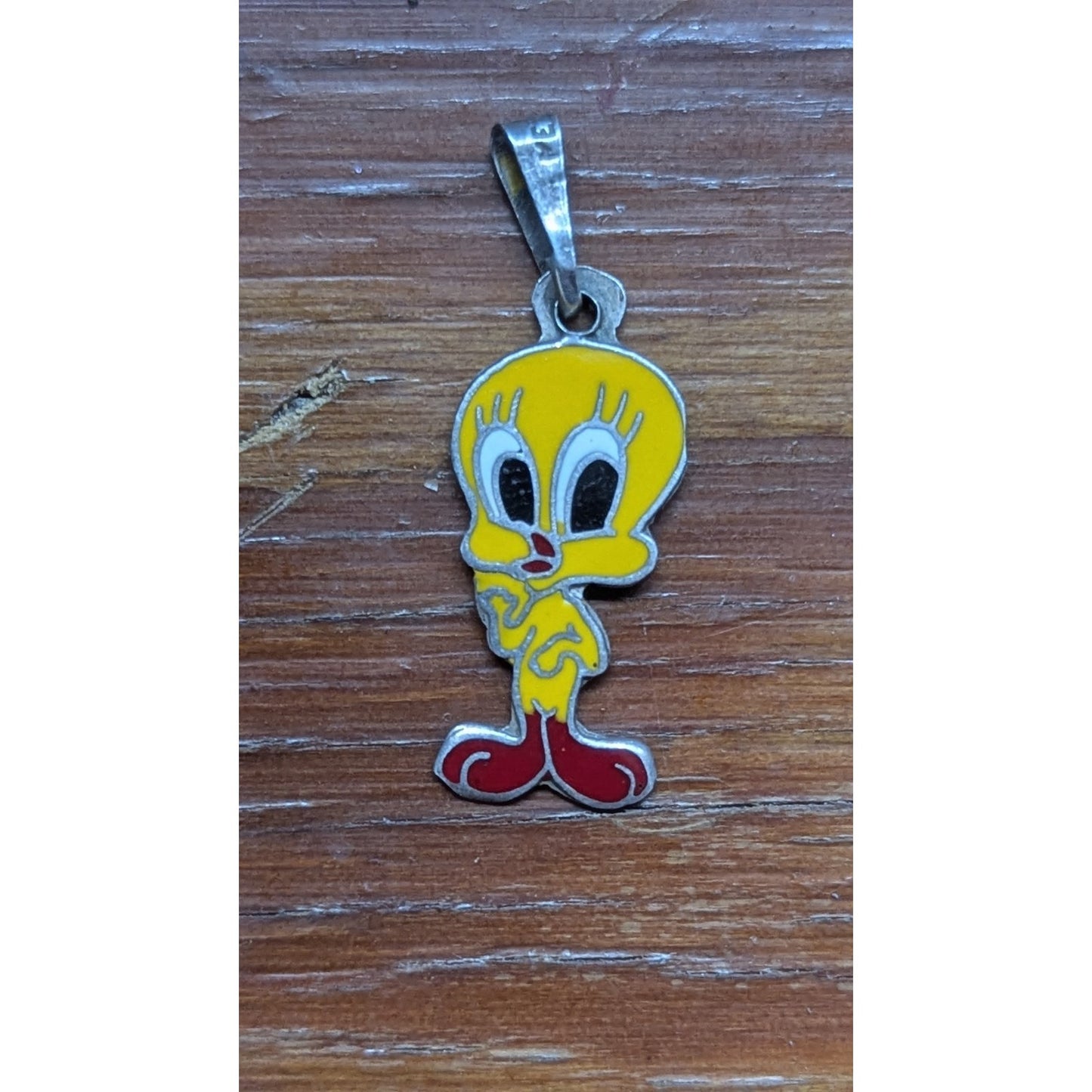 Vintage Tweety Bird Pendant Sterling Silver 925 Enamel Charm