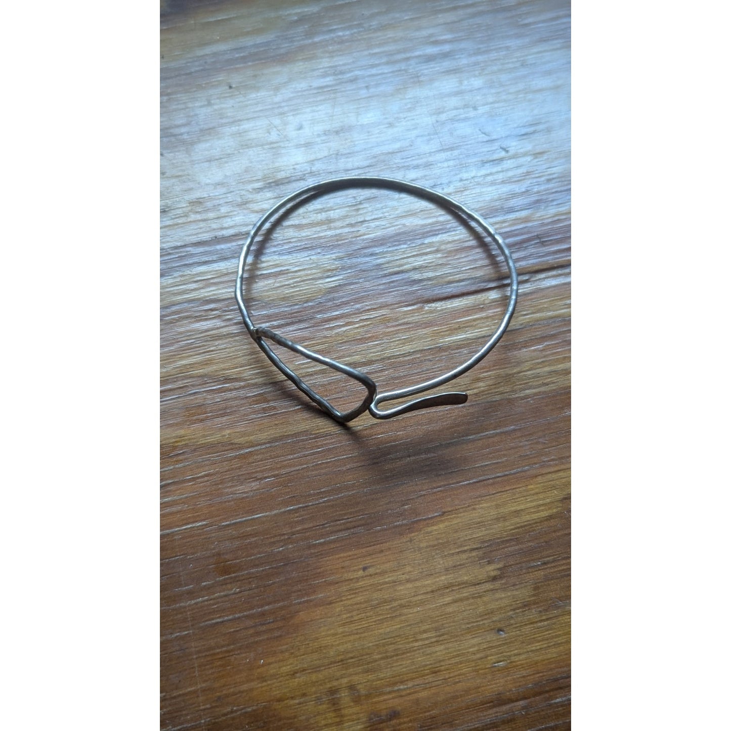Hammered Hook On Bangle, Sterling Silver