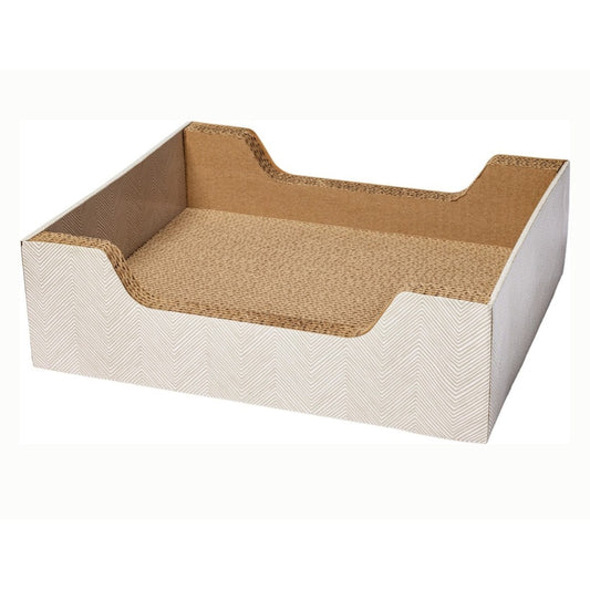 Step-In Cat Scratcher Toy with Catnip, Natural Chevron