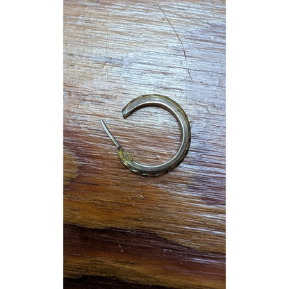 Vintage Single Sterling 925 Mexico Hoop Earring 10k Gold Trim 6g