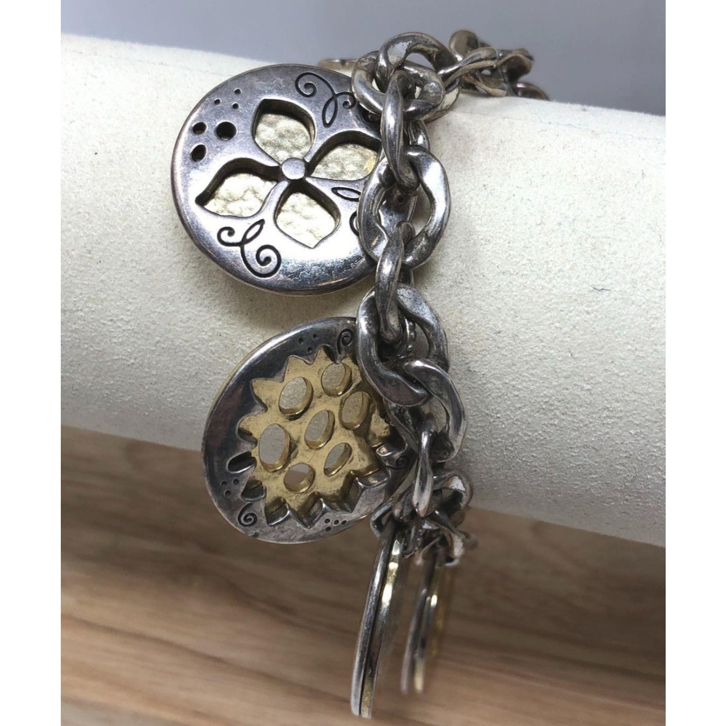 Lot of 3 Brighton Bracelets - Silver Plated & Leather - Mom & Smiling Is Free