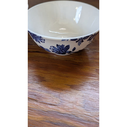 Royal Norfolk Blue White Floral Porcelain Bowl Set of 2 Sizes 4 6in