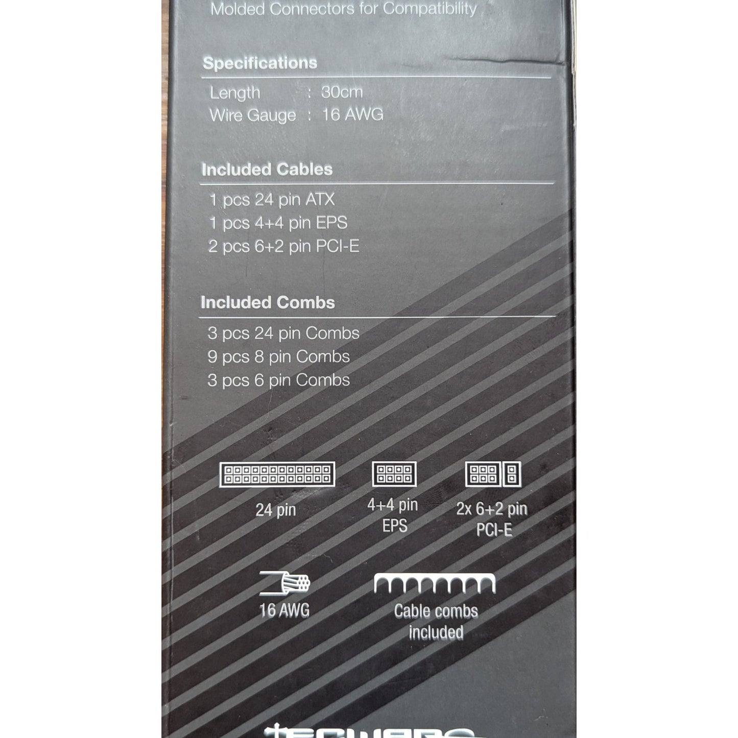 Tecware FLEX Sleeved PSU Extension Cable Kit White 24 Pin 4+4 EPS 6+2 PCIe New