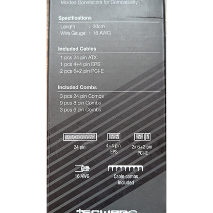 Tecware FLEX Sleeved PSU Extension Cable Kit White 24 Pin 4+4 EPS 6+2 PCIe New