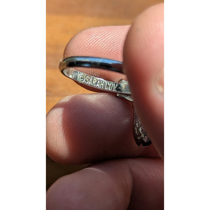 Vintage Sarah Coventry Ebb Tide 1971 Hematite Marquise Ring Silver Tone Sz 7