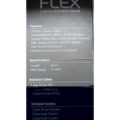 Tecware FLEX Sleeved PSU Extension Cable Kit White 24 Pin 4+4 EPS 6+2 PCIe New