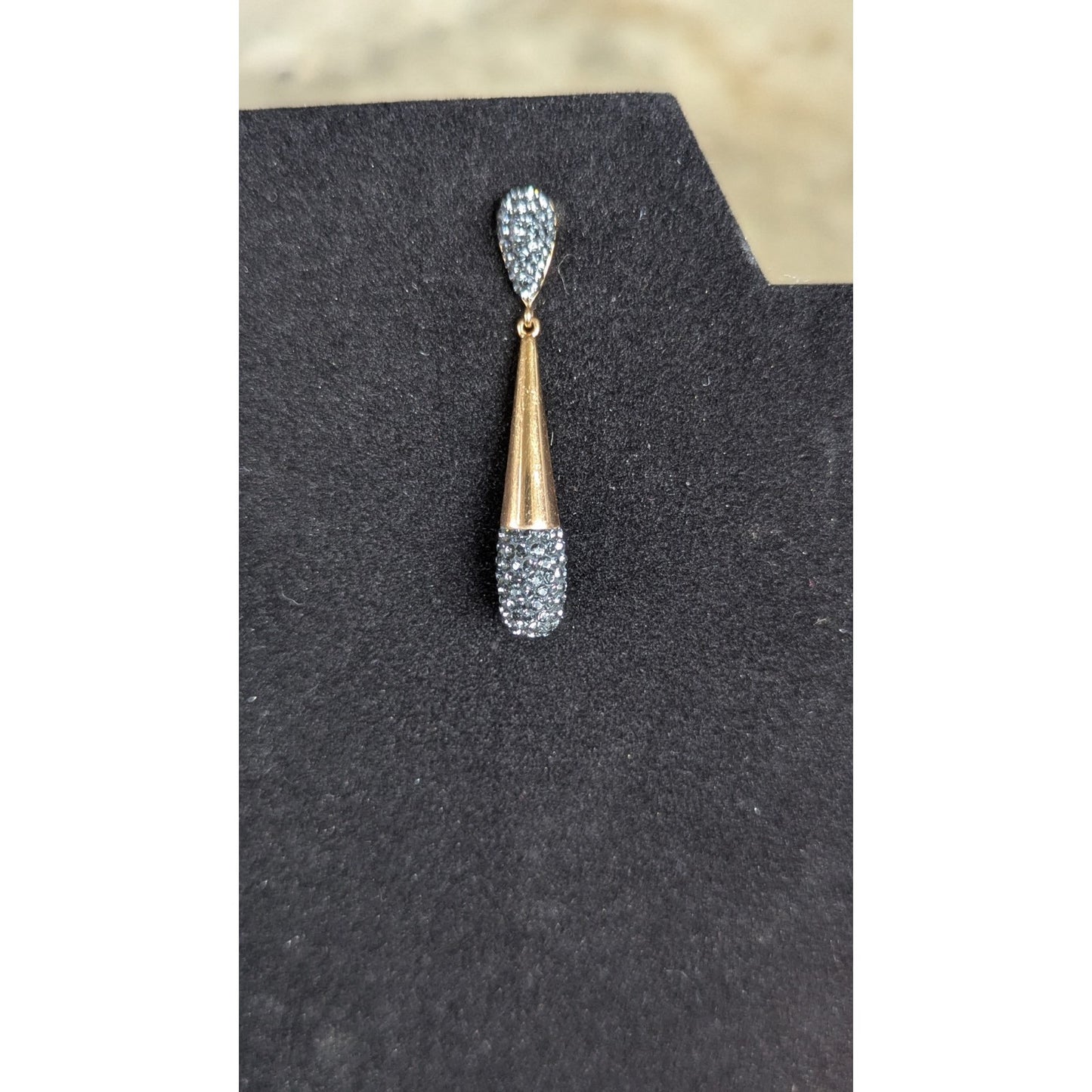 Vintage Swarovski Gold Tone Pave Crystal Long Drop Earrings Statement Dangle