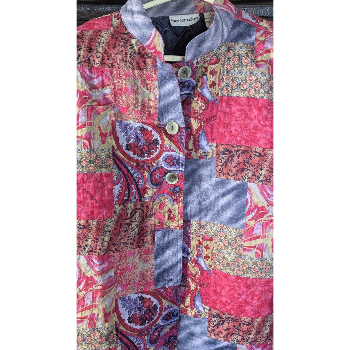 Breckenridge Womens L Quilted Patchwork Paisley Jacket Cotton Lined Boho Artsy