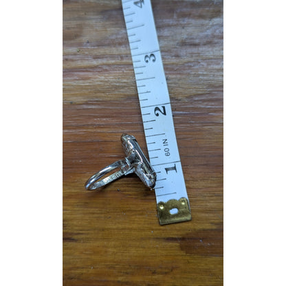 Vintage Sarah Coventry Ebb Tide 1971 Hematite Marquise Ring Silver Tone Sz 7