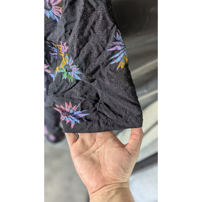 Volcom Mens Shirt Size L Black Floral Print Short Sleeve Button Up Classic Fit