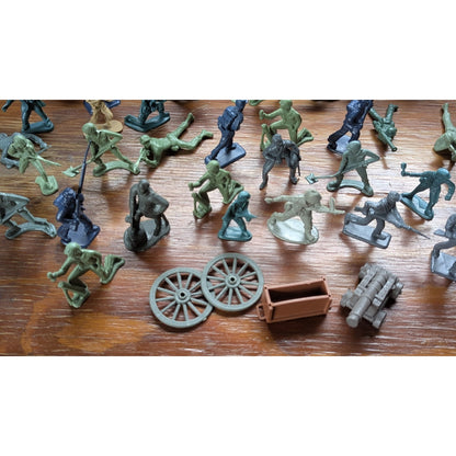 Plastic Civil War Toy Soldier Lot 50+ Figures Cannon Horses Cavalry Infantry
