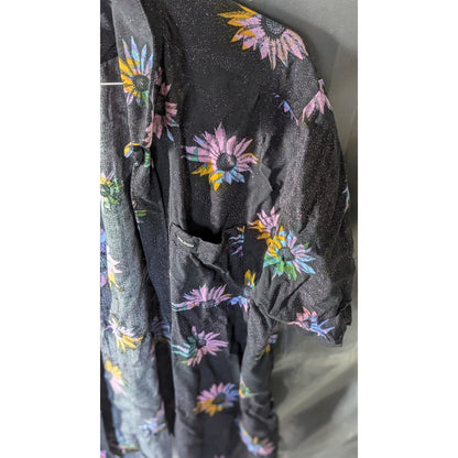 Volcom Mens Shirt Size L Black Floral Print Short Sleeve Button Up Classic Fit