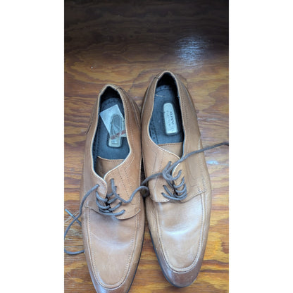 Alfani Platinum Alf Lewis Men's Tan Leather Apron Toe Derby Dress Shoes Size 10M