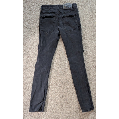 Argonaut Nation Men's Black Distressed Skinny Jeans Ripped Moto Style 30x32