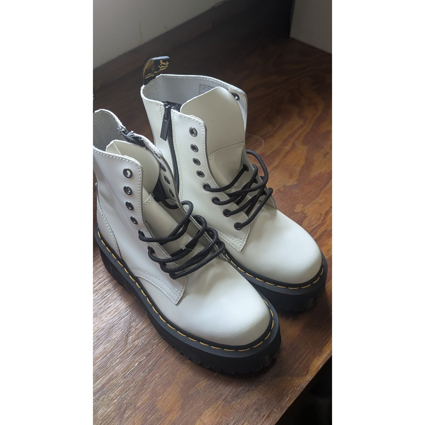 Dr Martens Jadon III Pisa Leather Boots Platform Combat Beige Grunge Punk Sz 6