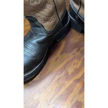 Ariat Womens 7.5 B Leather Western Cowboy Boots Black Tan Style 16745