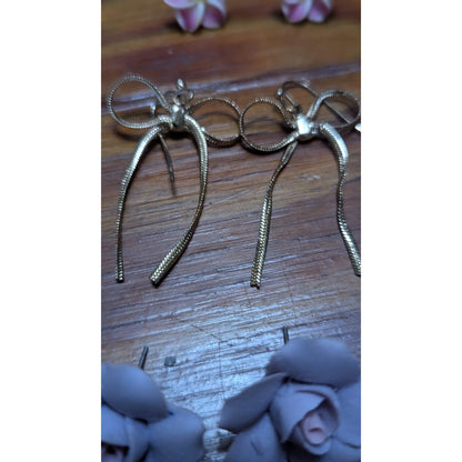 Vintage Earring Lot 3 Pairs Plumeria Bow Fringe Porcelain Rose Estate