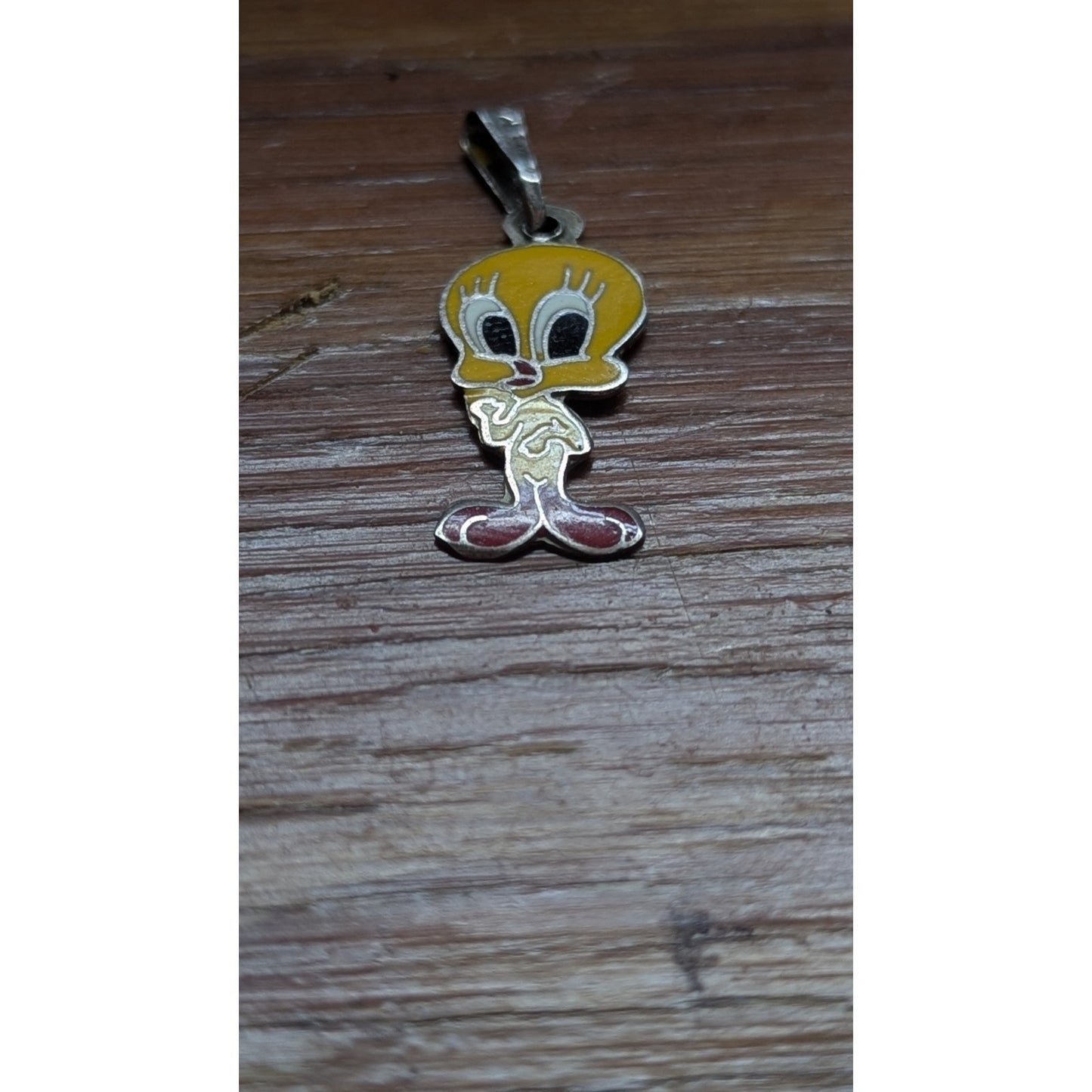 Vintage Tweety Bird Pendant Sterling Silver 925 Enamel Charm