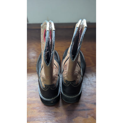Ariat Womens 7.5 B Leather Western Cowboy Boots Black Tan Style 16745