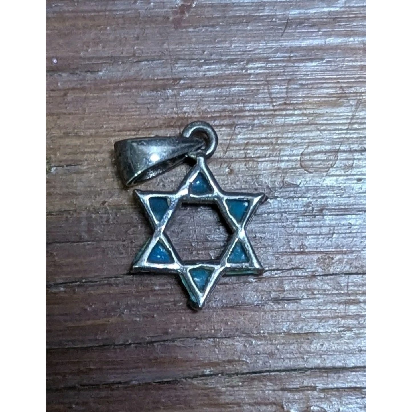 Sterling Silver 925 Blue Green Opal Star of David Pendant Charm