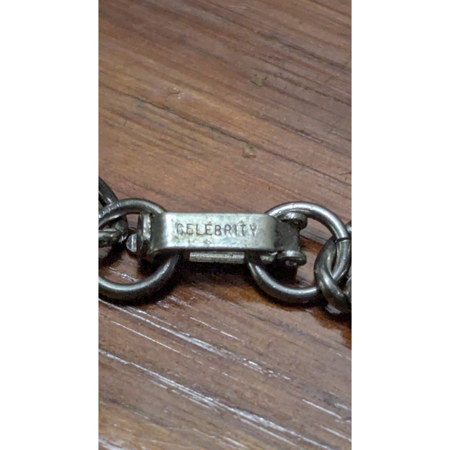 Vintage Celebrity Signed Silver Tone Curb Bracelet Star Heart Charm 7"