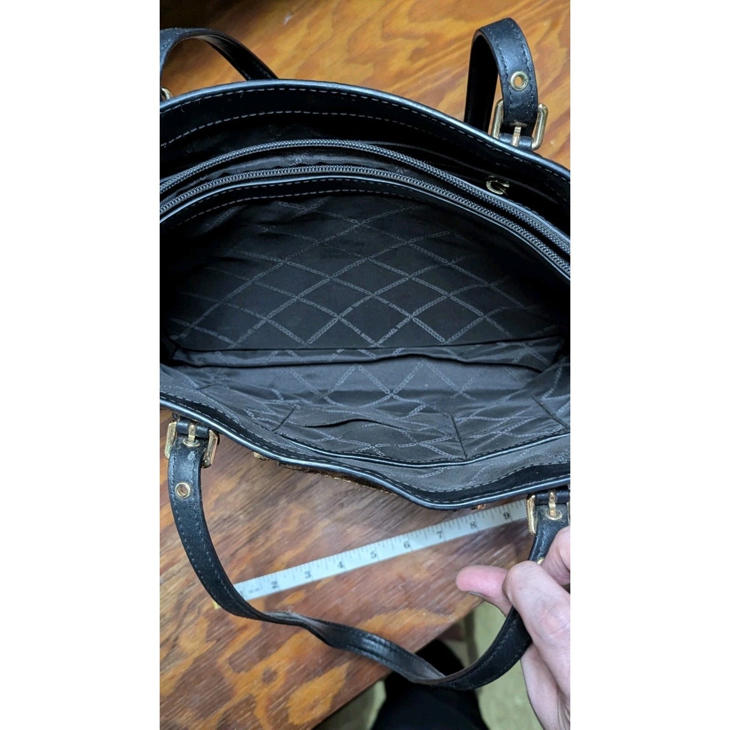 Michael Kors Uptown Astor Studded Tote Giraffe Calf Hair Black Michael Kors