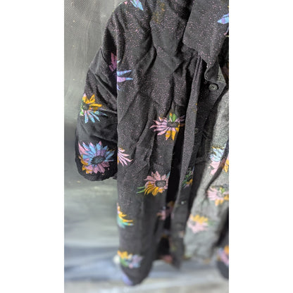 Volcom Mens Shirt Size L Black Floral Print Short Sleeve Button Up Classic Fit