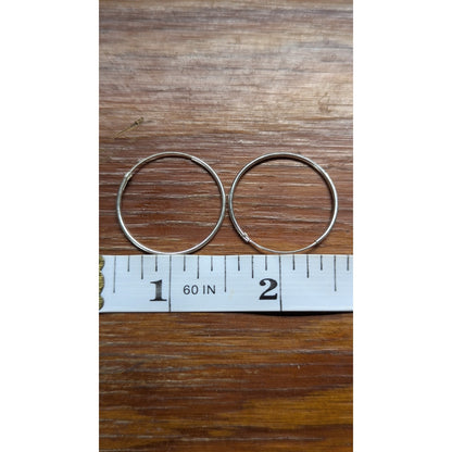 925 Sterling Silver Thin Plain Round Hoop Earrings 1.5 Inch Wire Post Pierced